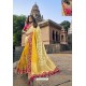 Cream And Yellow Silk Heavy Embroidered Wedding Saree