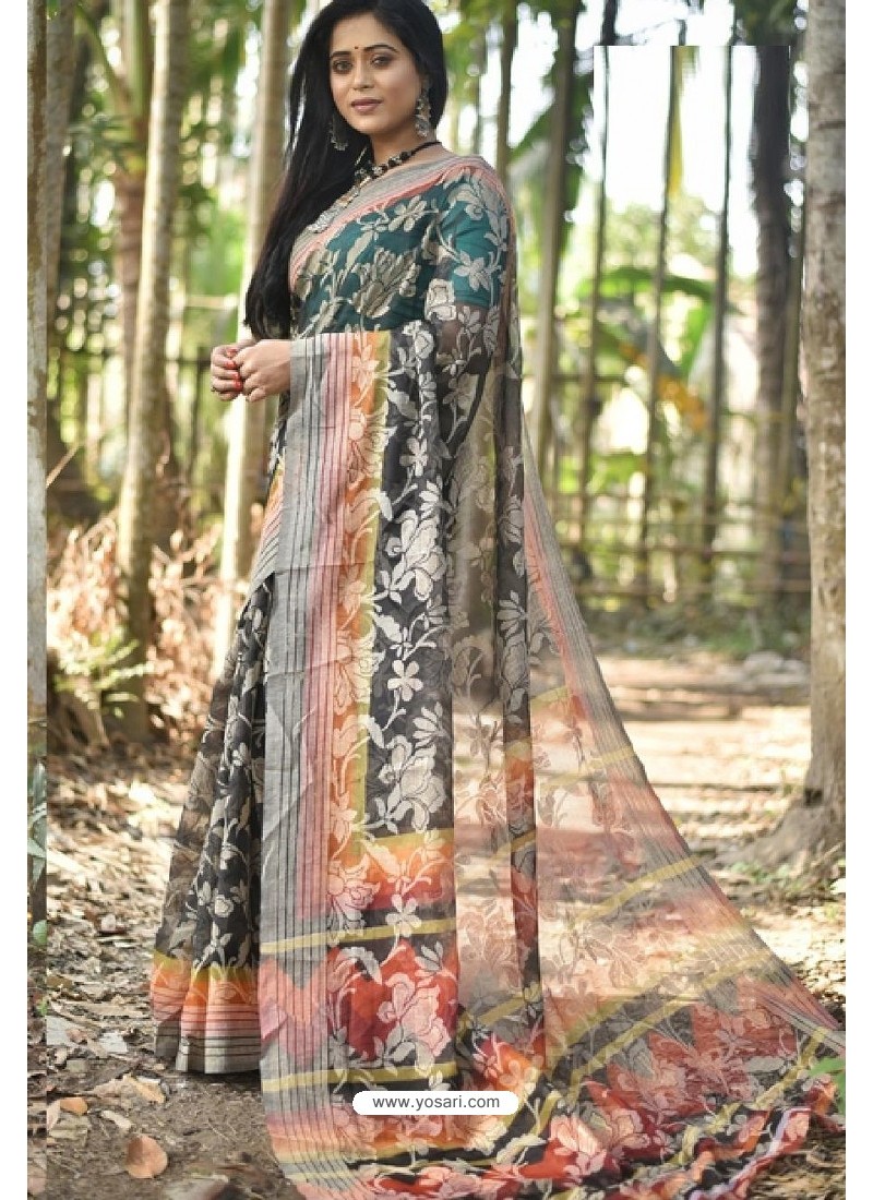 Decent Multi Colour Fancy Cotton Printed Saree