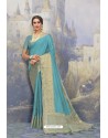 Turquoise Silk Designer Jacquard Worked Saree