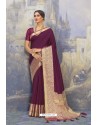 Purple Silk Designer Jacquard Worked Saree