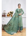 Grayish Green Digital Printed Jam Silk Palazzo Suit