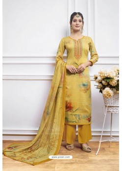 Yellow Digital Printed Jam Silk Palazzo Suit