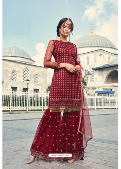 Red Thread And Zari Worked Sharara Suit