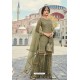 Olive Green Thread And Zari Worked Sharara Suit