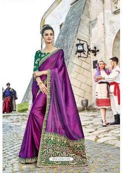 Purple Sana Silk Party Wear Saree