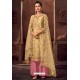 Yellow And Pink Russion Silk Designer Palazzo Suit