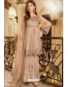 Light Brown Faux Georgette Embroidered Straight Suit