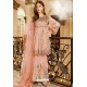 Peach Faux Georgette Embroidered Straight Suit