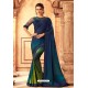 Navy Blue Raibow Silk Designer Saree