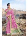 Hot Pink Chanderi Silk Printed Saree