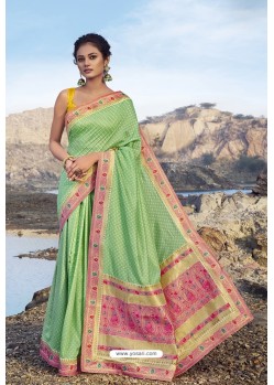 Green Chanderi Silk Printed Saree