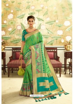 Green Party Wear Stone Worked Saree