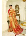 Mustard And Red Party Wear Stone Worked Saree