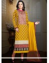 Elite Yellow Shaded Faux Georgette Churidar Suit