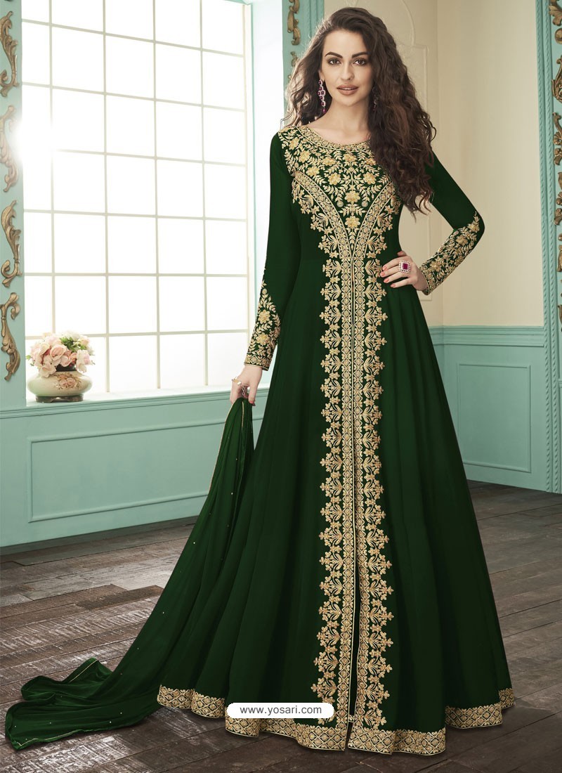 Dark Green Georgette Designer Anarkali Suit