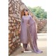 Lavender Muslin Embroidered Straight Suit