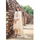 Off White Muslin Embroidered Straight Suit