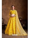 Yellow Mulberry Silk Designer Embroidered Lehenga