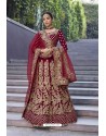 Adorable Maroon Velvet Stone Worked Lehenga Choli