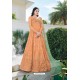 Orange Heavy Buterfly Net Anarkali Suit