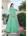 Jade Green Heavy Buterfly Net Anarkali Suit