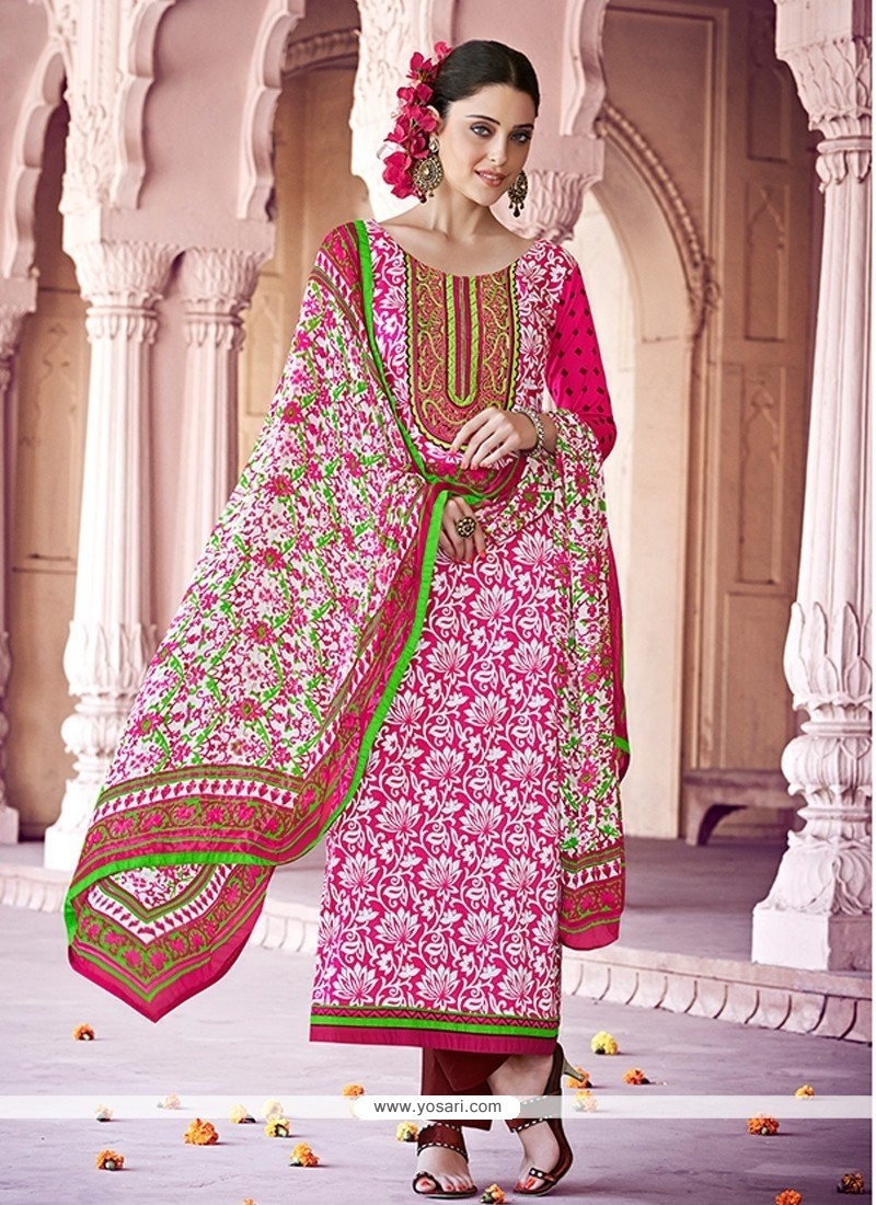 Hot Pink Cotton Pakistani Suit