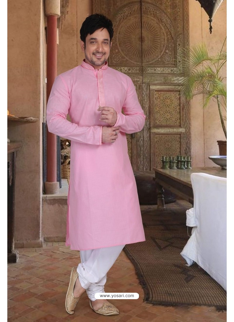 Pink Cotton Kurta Pajama