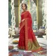 Red Cotton Designer Jacquard Worked Saree