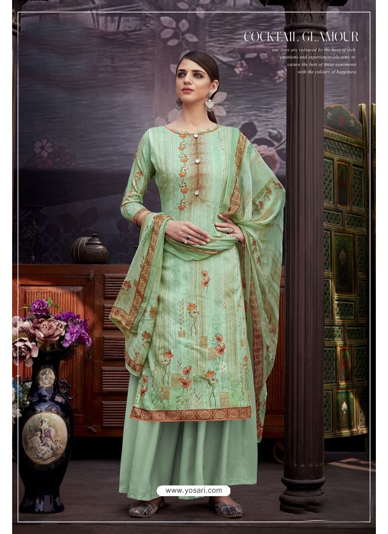 Buy Jade Green Pure Zam Cotton Palazzo Suit | Palazzo Salwar Suits