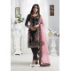 Black Georgette Floral Embroidered Straight Suit