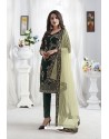 Dark Green Georgette Floral Embroidered Straight Suit