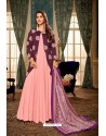 Pink And Purple Heavy Maslin Floor Length Suit