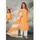 Orange And White Soft Chanderi Designer Straight Suit