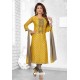 Yellow And Grey Chanderi Silk Designer Churidar Suit