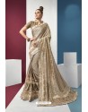 Golden Embroidered Party Wear Saree