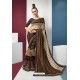 Coffee Embroidered Party Wear Saree
