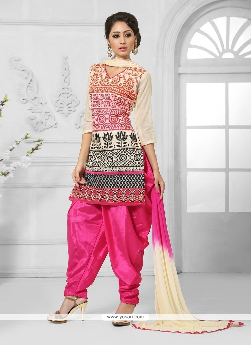 Impressive Cotton Resham Work Designer Patiala Suit