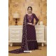Purple Blooming Faux Georgette Palazzo Suit