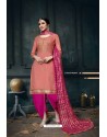 Light Red And Pink Heavy Jam Cotton Designer Suit