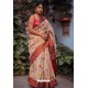 Light Beige Silk Blend Printed Saree