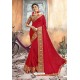 Red Chanderi Silk Printed Saree