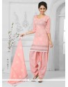 Refreshing Cotton Peach Designer Patila Salwar Suit