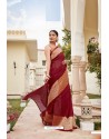 Maroon Cotton Jacquard Worked Designer Saree