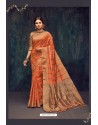 Orange Silk Printed Saree