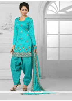 Miraculous Turquoise Designer Patila Salwar Suit