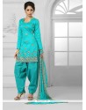 Miraculous Turquoise Designer Patila Salwar Suit