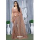 Dusty Pink Net Resham Embroidered Party Wear Saree