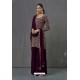 Purple Faux Georgette Sequence Worked Palazzo Suit