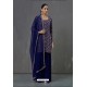 Royal Blue Faux Georgette Sequence Worked Palazzo Suit