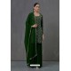 Dark Green Faux Georgette Sequence Worked Palazzo Suit
